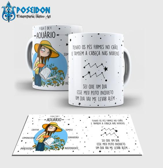 Caneca Branca - Coleção Signos - AQUÁRIO