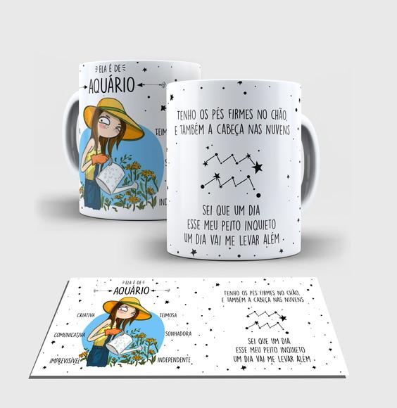 Caneca Branca - Coleção Signos - AQUÁRIO