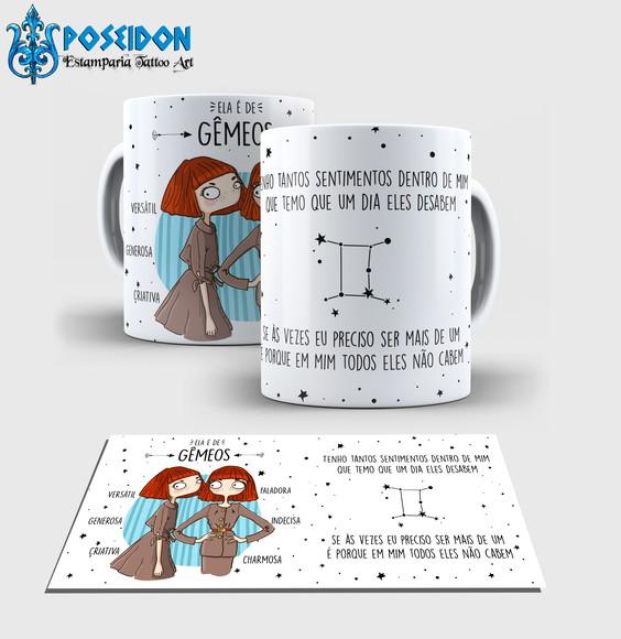 Caneca Branca - Coleção Signos - GEMEOS