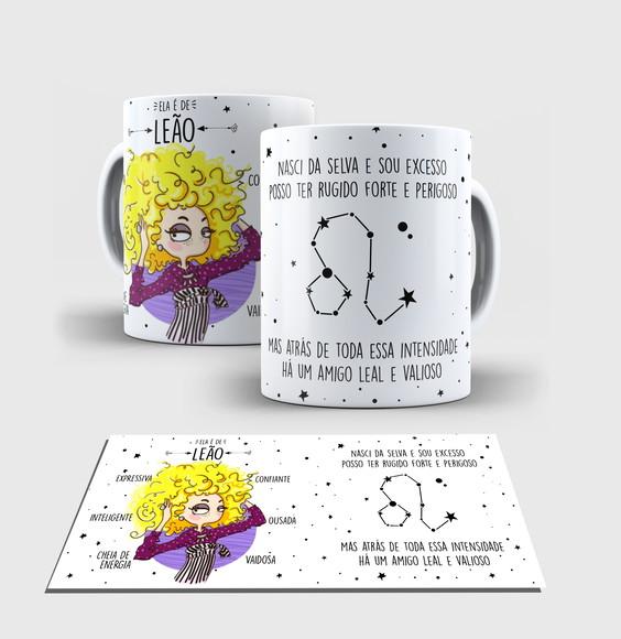 Caneca Branca - Coleção Signos - LEÃO