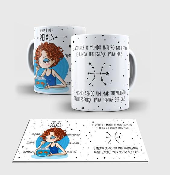 Caneca Branca - Coleção Signos - PEIXES