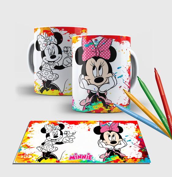 Caneca branca com canetinha lavável -Minnie