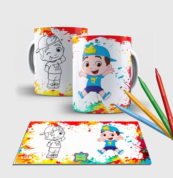 Caneca branca com canetinha lavável -Lucas Neto