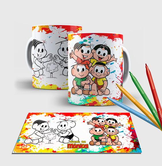 Caneca branca com canetinha lavável - kit infantil