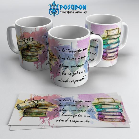 Caneca Branca Personalizada - LIVROS