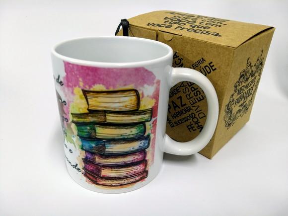 Caneca Branca Personalizada - LIVROS
