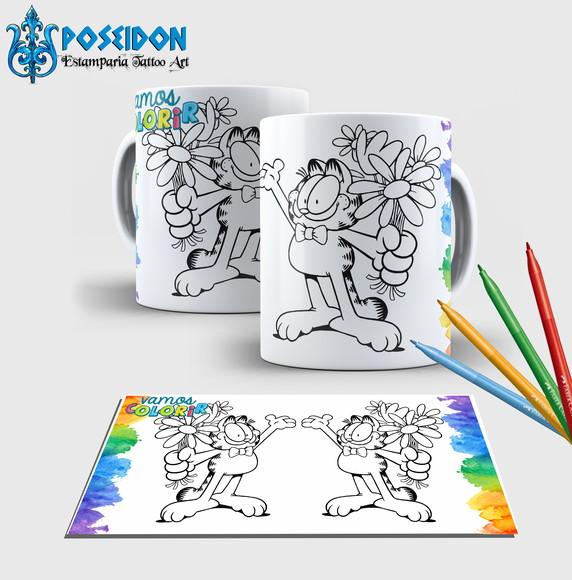 Caneca branca Personalizada com canetinha -Garfield