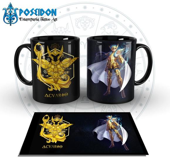 Caneca Preta - SIGNOS - Cavaleiros de Ouro - AQUARIO