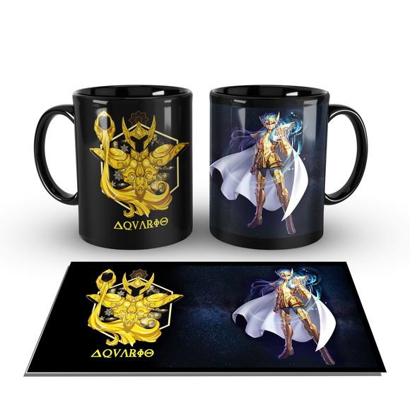 Caneca Preta - SIGNOS - Cavaleiros de Ouro - AQUARIO