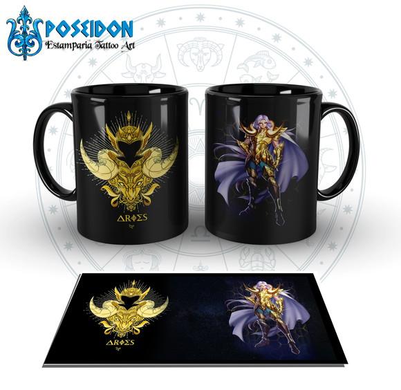 Caneca Preta - SIGNOS - Cavaleiros de Ouro - ARIES