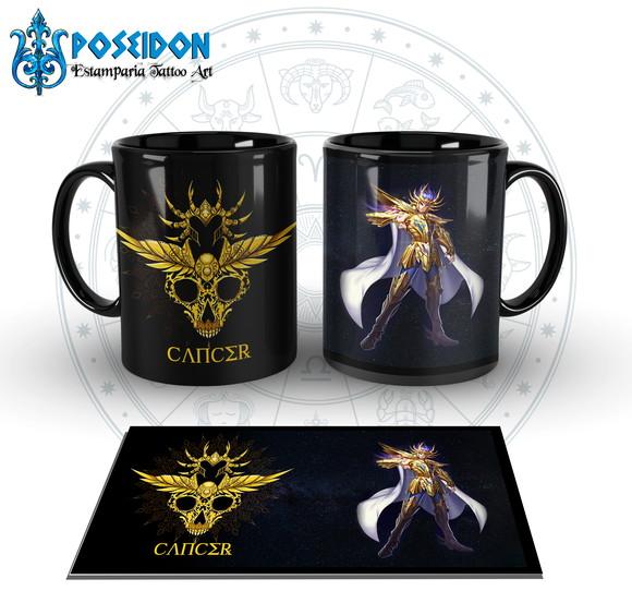 Caneca Preta - SIGNOS - Cavaleiros de Ouro - CANCER