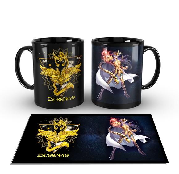 Caneca Preta - SIGNOS - Cavaleiros de Ouro - ESCORPIÃO