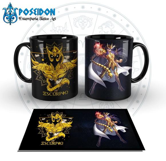 Caneca Preta - SIGNOS - Cavaleiros de Ouro - ESCORPIÃO