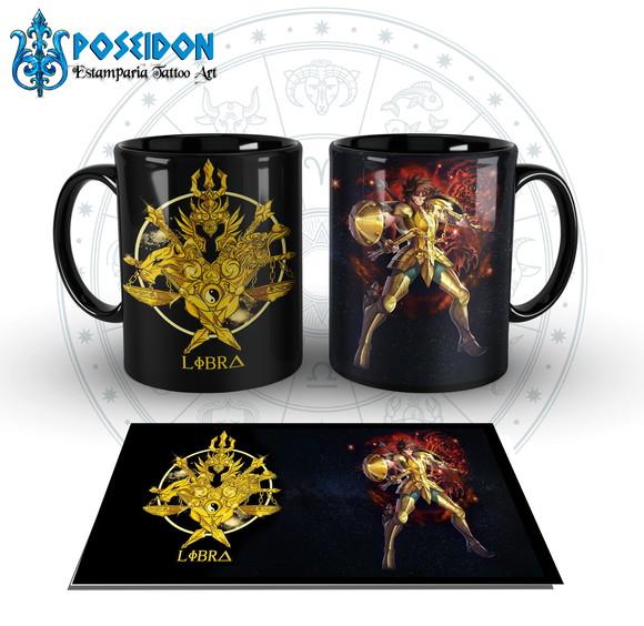 Caneca Preta - SIGNOS - Cavaleiros de Ouro - Libra