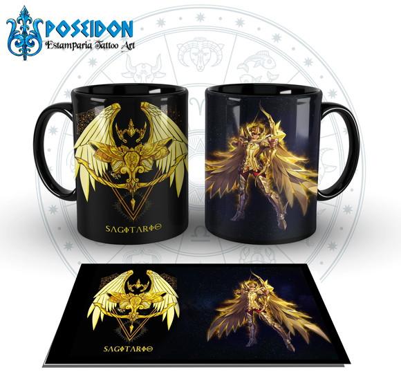 Caneca Preta - SIGNOS - Cavaleiros de Ouro - SAGITARIO