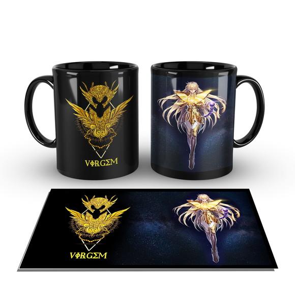 Caneca Preta - SIGNOS - Cavaleiros de Ouro - Virgem