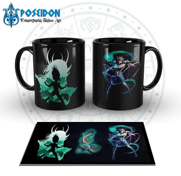 Caneca Preta - SIGNOS - Cavaleiros do Zodíaco - Dragão