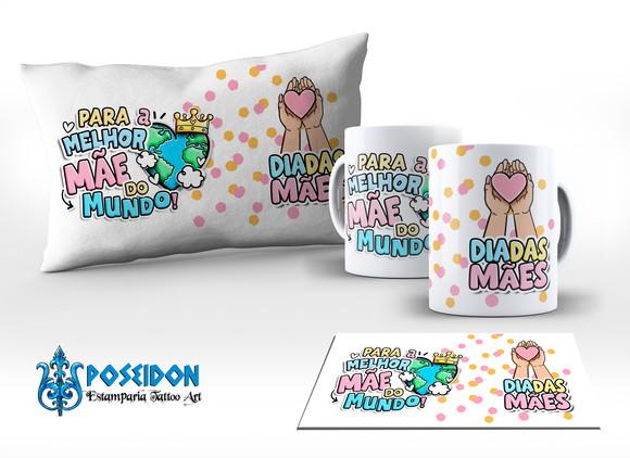 Kit Caneca + Almofada Personalizada - Feliz Dia das Mães A2