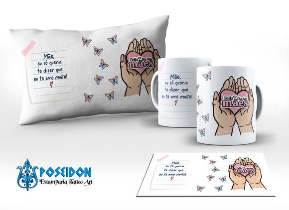 Kit Caneca + Almofada Personalizada - Feliz Dia das Mães A4
