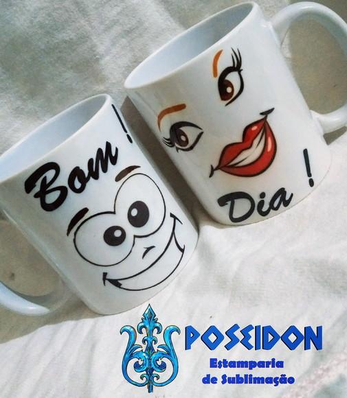 KIT Caneca Branca Personalizada - BOM DIA