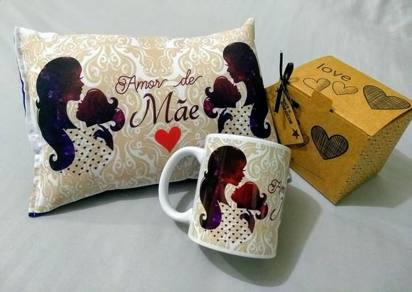 Kit Caneca Branca + Almofada Personalizada