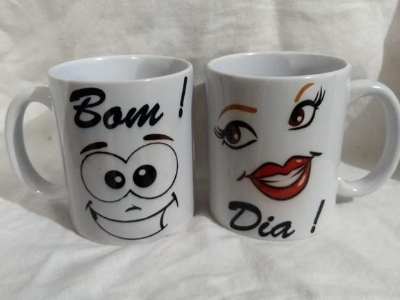 KIT Caneca Branca Personalizada - BOM DIA