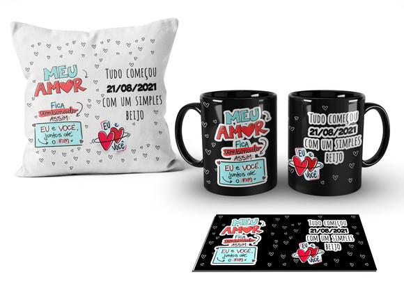 Kit Caneca Preta + Almofada Personalizada 30x30