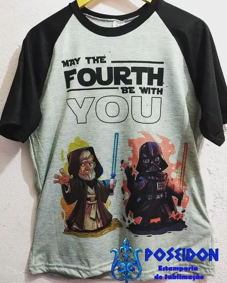 Camiseta Raglan - MAY THE 4 BE WITH YOU