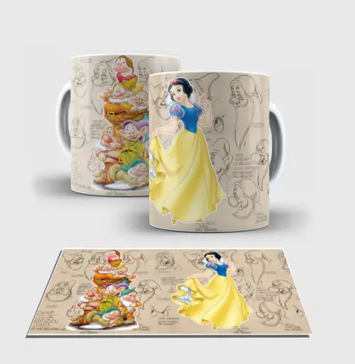 Caneca Branca - Coleção 7 Anões - Branca de Neve