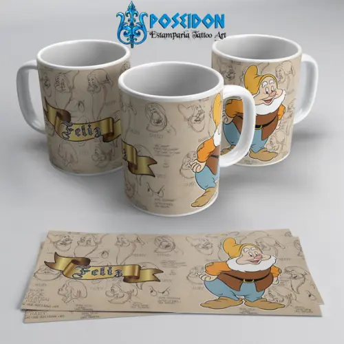 Caneca Branca - Coleção 7 Anões - FELIZ