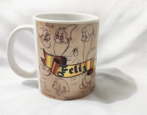 Caneca Branca - Coleção 7 Anões - FELIZ