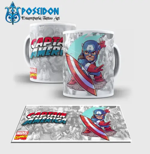 Caneca Branca - Coleção MARVEL - Capitão America