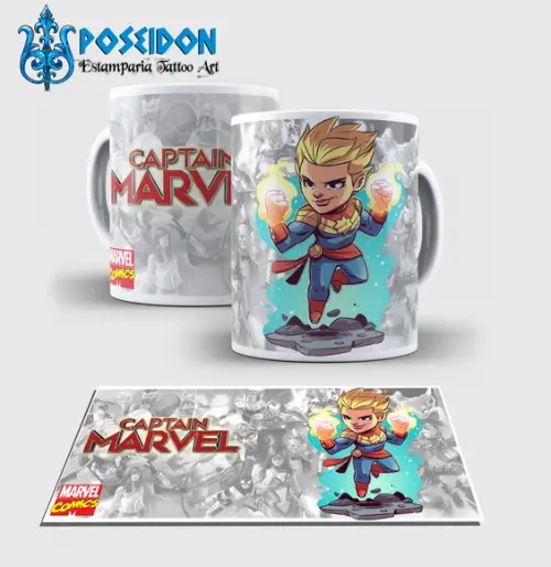 Caneca Branca - Coleção MARVEL - Capitã Marvel