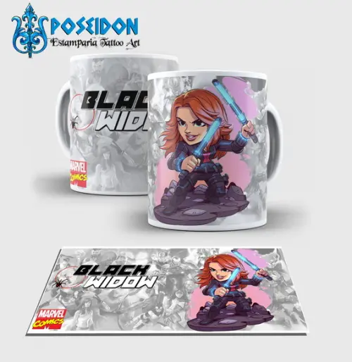 Caneca Branca - Coleção MARVEL - Viúva Negra