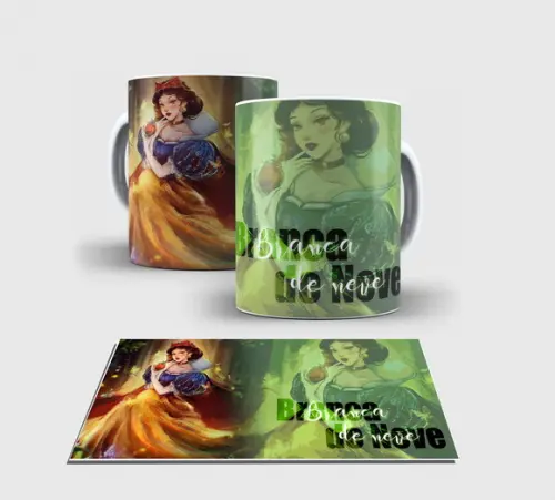 Caneca Branca - Coleção Princesa - Branca de Neve