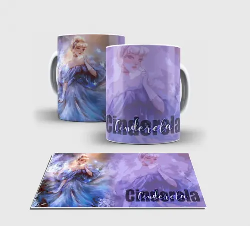 Caneca Branca - Coleção Princesa - Cinderela