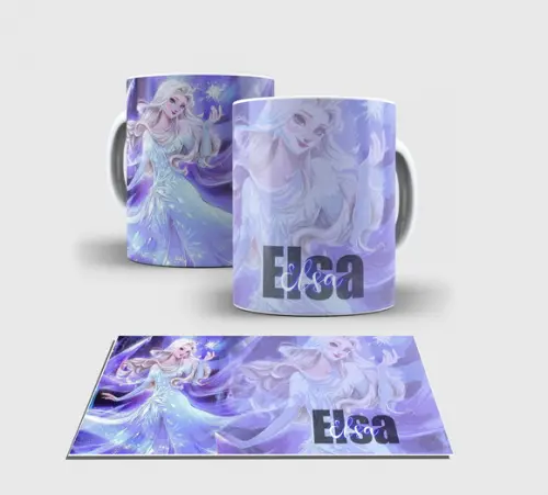 Caneca Branca - Coleção Princesa - Elsa