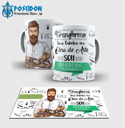 Caneca Branca - Coleção Profissões - BARBEIRO
