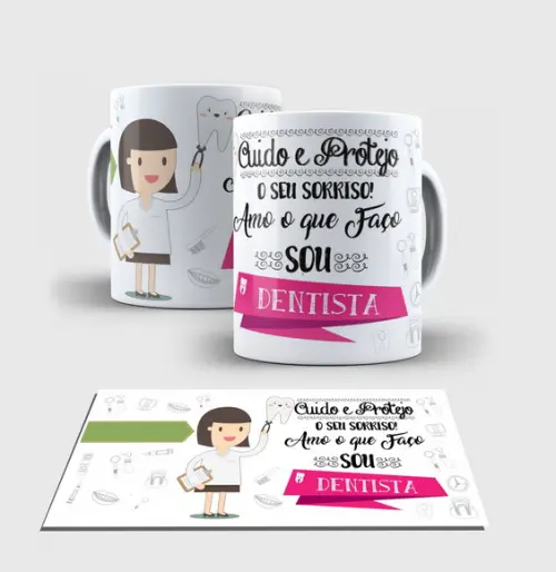Caneca Branca - Coleção Profissões - DENTISTA