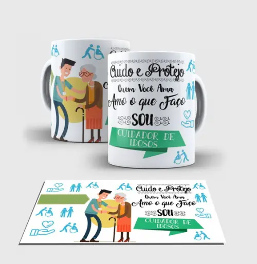 Caneca Branca - Coleção Profissões - Cuidador de Idosos
