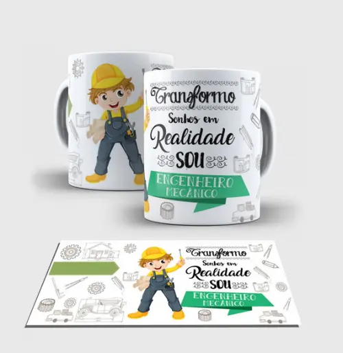 Caneca Branca - Coleção Profissões - Engenheiro Mecanico