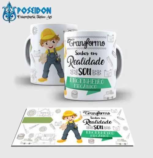 Caneca Branca - Coleção Profissões - Engenheiro Mecanico