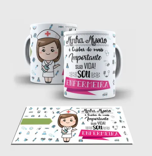 Caneca Branca - Coleção Profissões - ENFERMEIRA