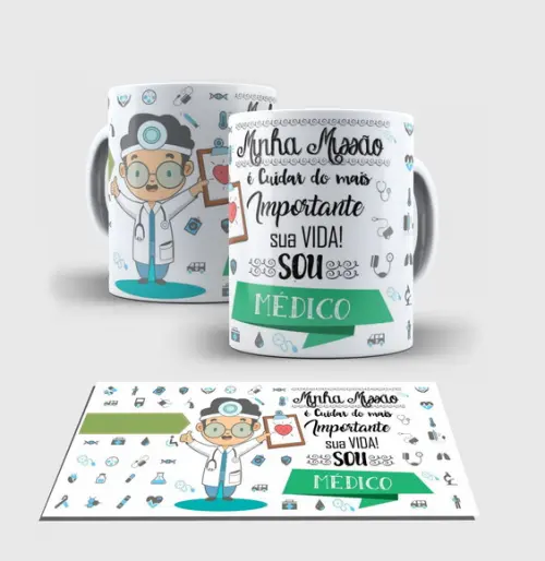 Caneca Branca - Coleção Profissões - MÉDICO