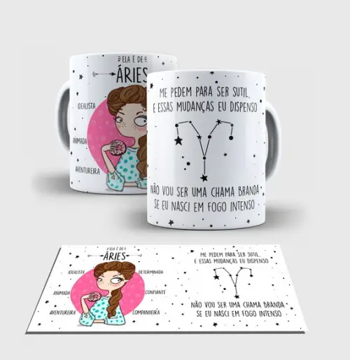 Caneca Branca - Coleção Signos - ARIES