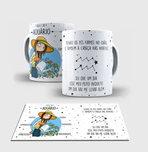 Caneca Branca - Coleção Signos - AQUÁRIO