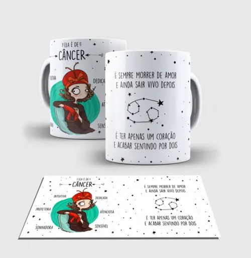 Caneca Branca - Coleção Signos - CANÇER