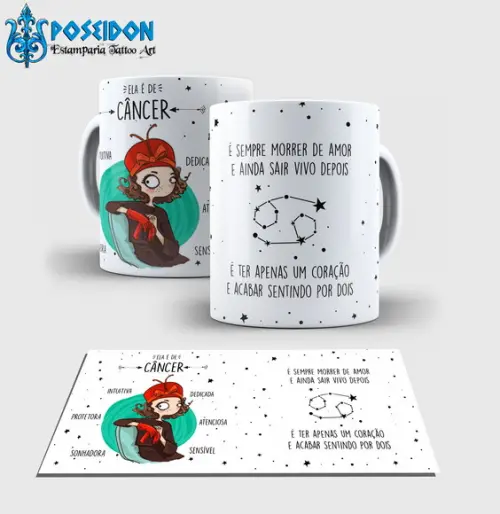 Caneca Branca - Coleção Signos - CANÇER