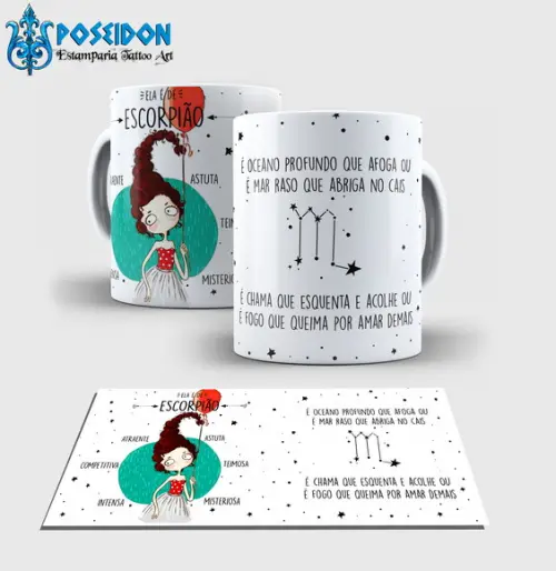 Caneca Branca - Coleção Signos - ESCORPIÃO