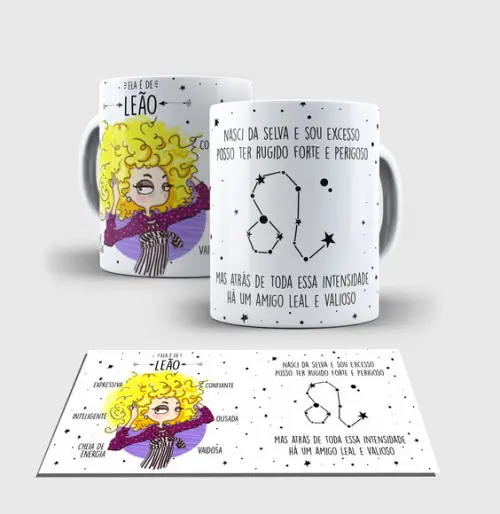 Caneca Branca - Coleção Signos - LEÃO